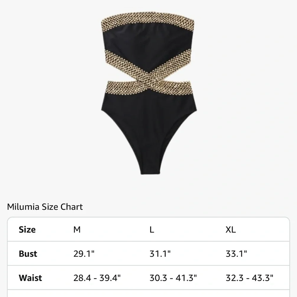 Elegant Black and Gold Women's Swimsuit Med New - Picture 6 of 6